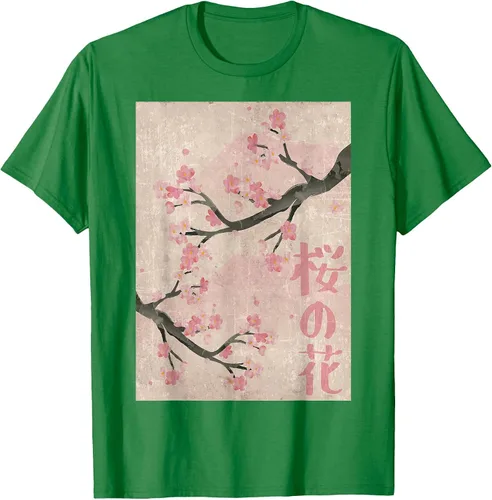 Vista 18 de Cherry Blossom Japanese Vintage Woodblock Japan Pink Sakura T-Shirt Asphalt Grey