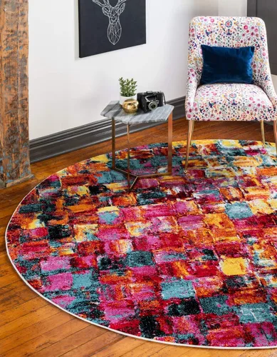 Vista 10 de Unique Loom colección Lyon - Alfombra abstracta y moderna, Polipropileno, Multi/Verde