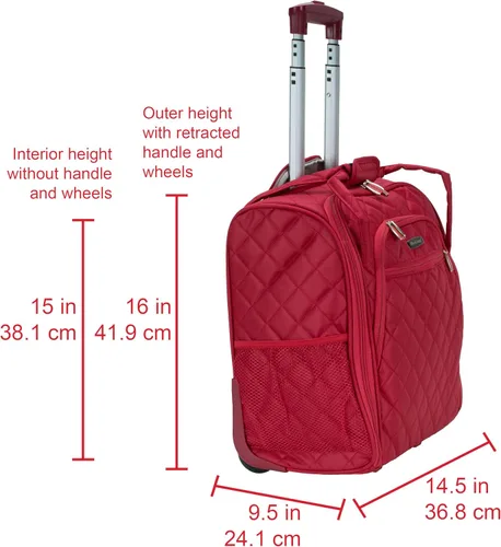 Vista 3 de Rockland Melrose - Maleta con ruedas, de porte vertical, para caber debajo del asiento, Rojo), BF31-RED