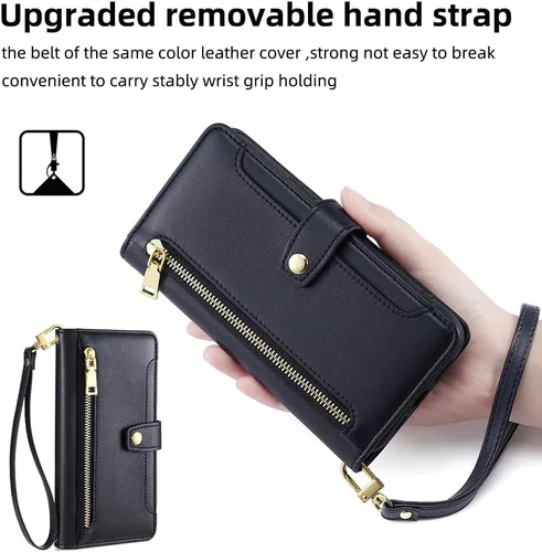 Vista 7 de Asuwish Funda de teléfono para Samsung Galaxy A03 Core Wallet Cover y protector de pantalla de vidrio templado, soporte para tarjetas