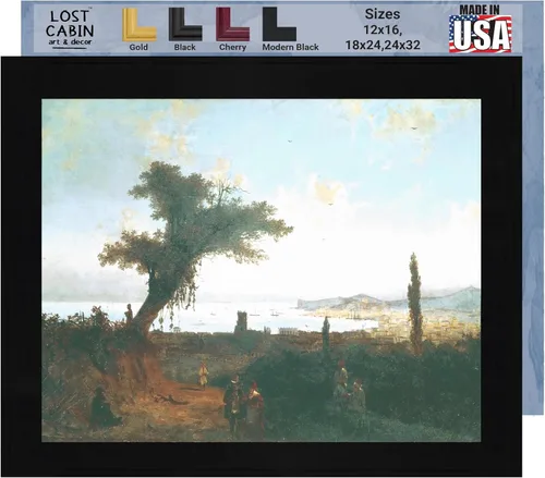 Vista 28 de Lost Cabin Dusk on the Golden Horn de Ivan Aivazovsky Impresión en marco plano negro Reproducción de pinturas de obras de arte finas Regalo