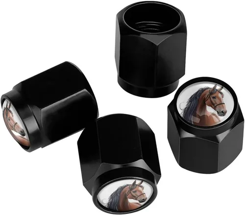 Vista 18 de Wolf - Tapones de válvula de neumático con bandera americana, tapas de válvula de neumático de aluminio negro, cubiertas universales