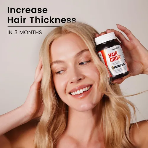 Vista 5 de Suplemento para el crecimiento del cabello, apoyo para el cuidado del cabello para fortaleza, crecimiento de espesor, con biotina vitamina A, C, E