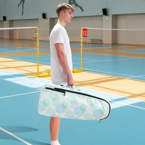Vista 8 de Bolsa de pelota de raqueta de tenis resistente al agua azul pastel círculos lunares 3 raquetas bádminton bolsa de hombro para mujeres, hombres
