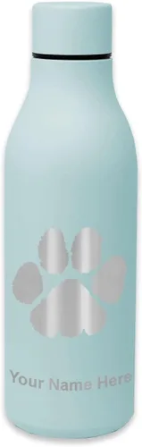 Vista 10 de LaserGram Botella de agua de acero inoxidable de doble pared, huella de pata, grabado personalizado incluido Negro