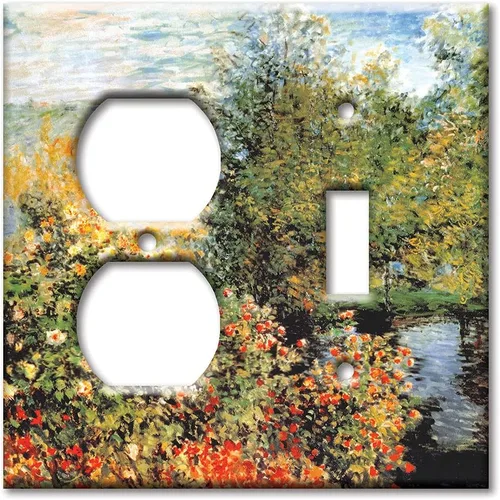 Vista 7 de Art Plates - Cubierta de placa de interruptor en blanco de dos bandas - Monet: Stiller Winkel - (Hecho en EE. UU.)