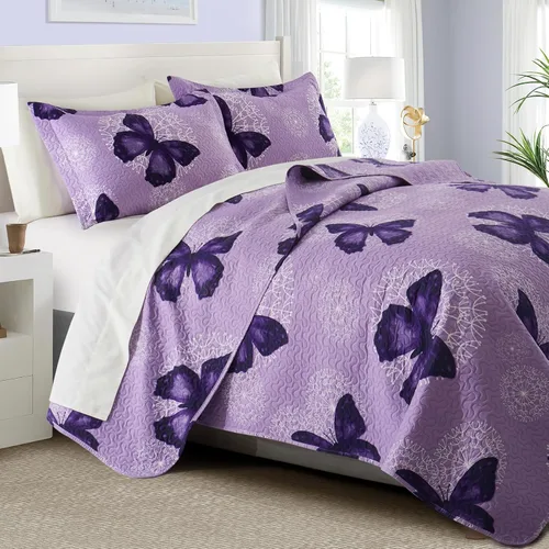 Vista 8 de ARTALL - Juego de edredón de 2 piezas con estampado de mariposas, de microfibra suave y ligera, colcha para cama, manta con funda de almohada