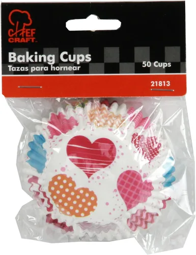 Vista 2 de Chef Craft Juego de forro para cupcakes de San Valentín, 100 unidades, rojo/rosa