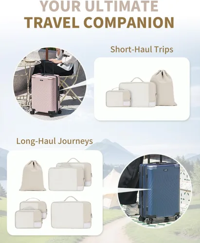 Vista 8 de ECOHUB Juego de 46 cubos de embalaje para viaje duraderos para maleta, juego de bolsas organizadoras con etiqueta personalizada, varios tamaños