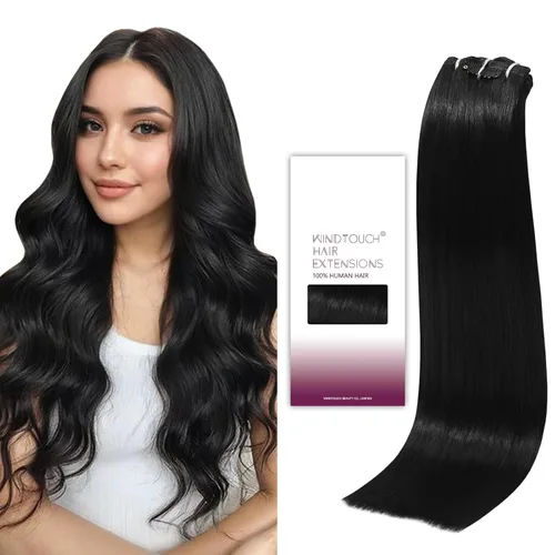 Vista 52 de WindTouch Extensiones de cabello humano real con pinzas, balayage, color rubio ceniza a rubio platino, con reflejos gruesos para cabeza completa, 14