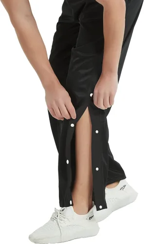 Vista 2 de THWEI Pantalones de baloncesto para hombre, informales, con abertura alta, botón a presión, pantalones deportivos para después de la cirugía