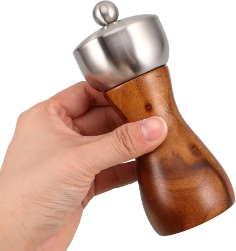 Vista 4 de Manual Pepper Mill Grinder 5-inch Wood Pepper Grinder 304 Stainless Steel Head for Kitchen and Home Use