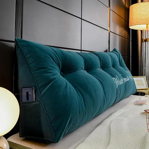 Vista 11 de Almohada de cabecera con cuña para lectura, respaldo de vellón, almohada de descanso de lectura, cojín triangular grande para la espalda, almohada