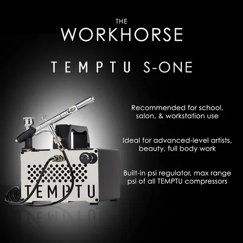 Vista 4 de TEMPTU S-One - Compresor de aerógrafo avanzado para belleza y trabajo de cuerpo completo Ideal para uso en la escuela, salón y estación de trabajo
