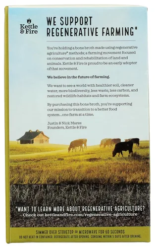 Vista 3 de Kettle & Fire Caldo de hueso de carne de agricultura regenerativa, 16.9 oz