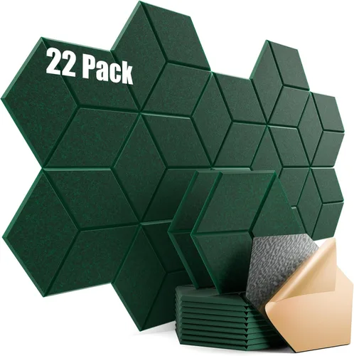 Vista 12 de Paquete de 12 paneles acústicos autoadhesivos de 12 x 10 x 0.4 pulgadas, paneles de espuma a prueba de sonido con alta densidad, elegante diseño