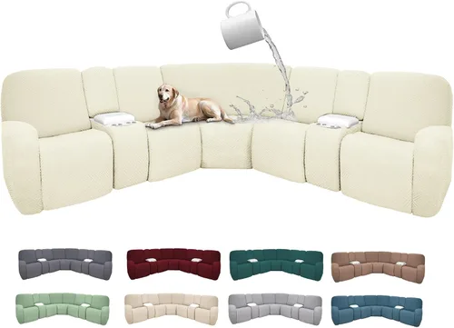 Vista 84 de Fundas de sofá reclinable seccional 100% impermeables para sofá reclinable en forma de L, funda de sofá modular de esquina en forma de L, fundas