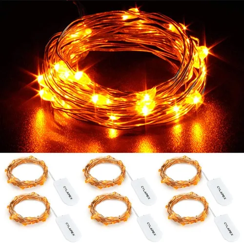 Vista 10 de Tira de luces led rutilantes con 20 luces de hadas led micro Cylapex, en cable de cobre revestido de plata de 3.3 pies, funciona con dos