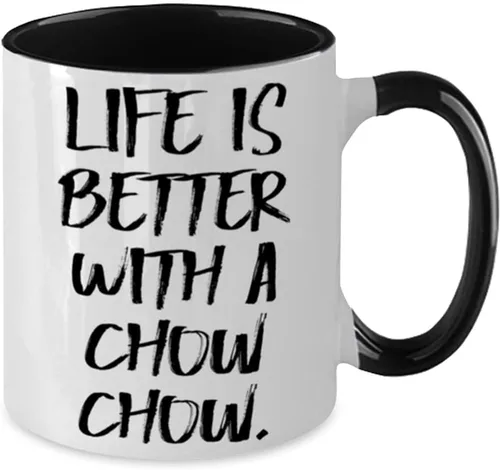 Vista 2 de Life is Better With a Chow Chow. Two Tone 11oz Mug, Chow Chow Dog Cup, New For Chow Chow Dog