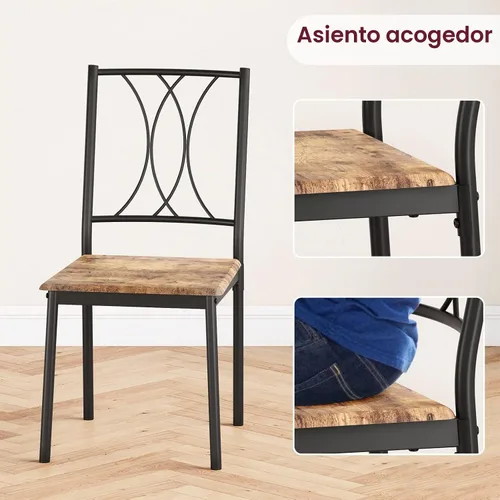 Vista 9 de Garvee Juego de mesa de comedor de madera de 5 piezas para 4, juego de mesa de cocina rectangular con 4 sillas, juego de mesa de comedor que ahorra