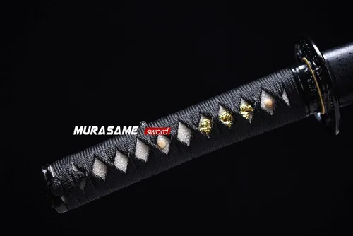 Vista 2 de MURASAME - Espada Wakizashi T10 de acero templado con arcilla, hamon real, hecha a mano, lista para la batalla