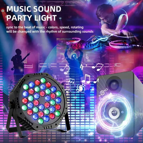 Vista 2 de 36 luces LED Par de luces DJ con cable RGB con control activado por sonido iluminación ascendente para bodas, fiestas, clubes, aparatos