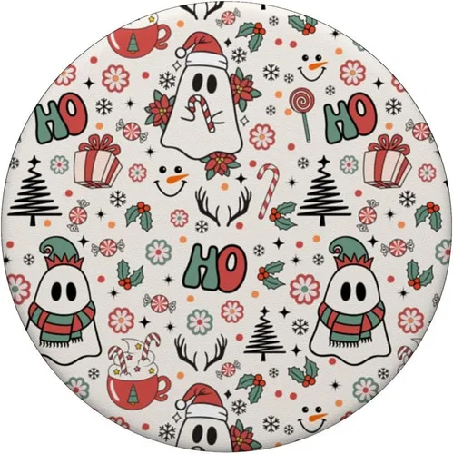 Vista 3 de Fantasma espeluznante lindo Navidad Ho Ho Merry Holiday Retro Pastel PopSockets PopSockets estándar PopGrip