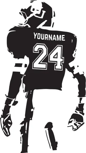 Vista 2 de Calcomanía de pared personalizada de fútbol – Elige tu nombre – Números personalizados camisetas de jugador – Adhesivo decorativo para dormitorio