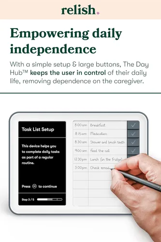 Vista 3 de Relish Day Hub - Reloj para demencia con gestor de tareas diarias, calendario digital de pantalla grande HD para personas mayores y personas