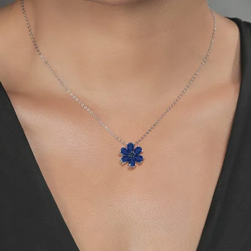 Vista 3 de Gem Stone King Collar con colgante de plata de ley 925 y oro amarillo de 10 quilates con forma de pera en forma de pera para mujer