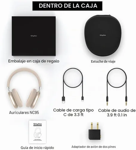 Vista 9 de Srhythm NiceComfort 95 Auriculares inalámbricos con cancelación de ruido adaptativos Bluetooth con audio espacial, transparencia, ENC, sonido HD