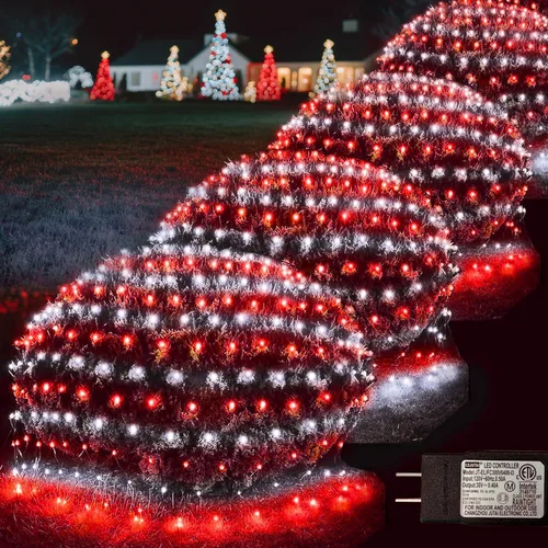 Vista 33 de Pooqla Luces de red solar, 10 x 10 pies, 280 luces LED de red para cenador al aire libre con 8 modos, funciona con energía solar y USB, impermeable