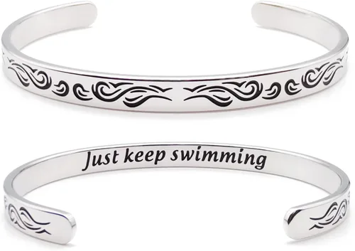 Vista 125 de Pulseras inspiradoras para mujer, joyería de acero inoxidable, con refranes, pulsera motivacional con mensaje oculto, pulseras grabadas para mejor