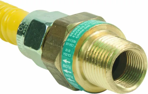 Vista 3 de BrassCraft CSSD44E-72 P - Conector de electrodomésticos de gas Safety Plus de 1/2 pulgada de diámetro exterior con válvula de flujo excesivo