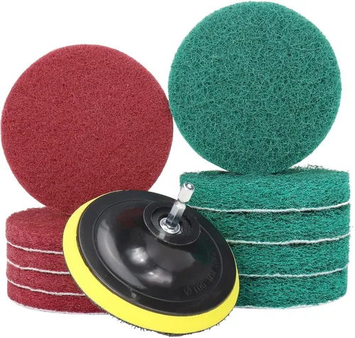 Vista 9 de Cepillo de taladro de 3 pulgadas, limpiador de azulejos y bañera resistente, kit de limpieza para el hogar, incluye accesorio de taladro, 5 rojas, 5