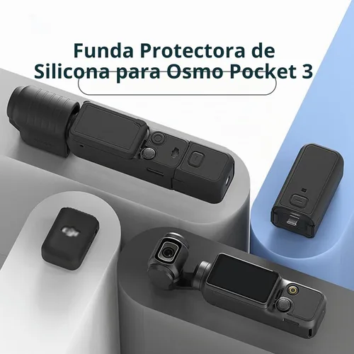 Vista 2 de Funda protectora de silicona para DJI Osmo Pocket 3 Funda de silicona Funda protectora Handheld Gimbal Action Camera Accesorios (negro)
