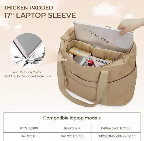 Vista 5 de befen Bolsa de mano para computadora portátil para mujer, bolsa de viaje para enfermera, bolsas acolchadas acolchadas, bolsa de playa ligera e