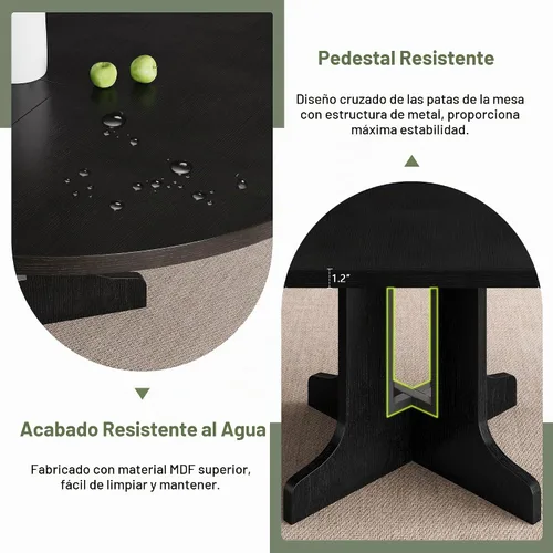 Vista 5 de Feonase Mesa de comedor redonda extensible de 59 pulgadas para 4-6, moderna mesa de cocina ovalada con base de madera resistente, soporte de marco