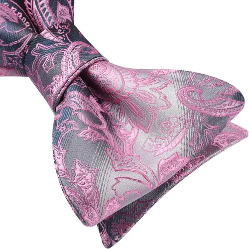 Vista 4 de HISDERN Pajaritas para hombre, corbatines florales para hombre, pajarita para hombre, pañuelo tejido jacquard pajarita de bolsillo cuadrado