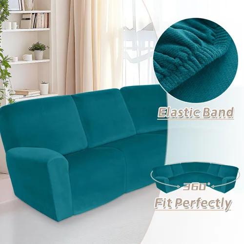 Vista 508 de Arfntevss Fundas de sofá seccional reclinable de terciopelo, Funda de sofá seccional de esquina para sofá reclinable, Funda elástica suave