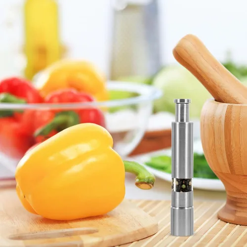 Vista 8 de 304 Stainless Steel Pepper Mill Grinder Manual Spice Bottle Handheld Pepper Grinding Tool for Kitchen Cooking with Black Pepper and Sea Salt for
