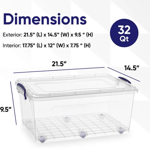 Vista 2 de Superio Contenedores de almacenamiento con tapas, cajas transparentes para organizar, recipientes de plástico apilables, sin BPA, no tóxicos, sin