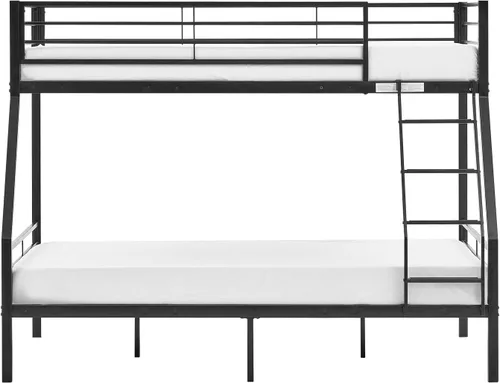 Vista 8 de VINGLI Litera Individual sobre Completa para Niños/Adultos con Escaleras de Peldaños Planos, Listones de Metal Resistentes, No Necesita Somier, Negro