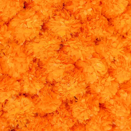 Vista 3 de Guirnalda de caléndula para decoración de flores artificiales de caléndula de 5 pies de largo, decoración india para Pooja, boda, Navidad, eventos