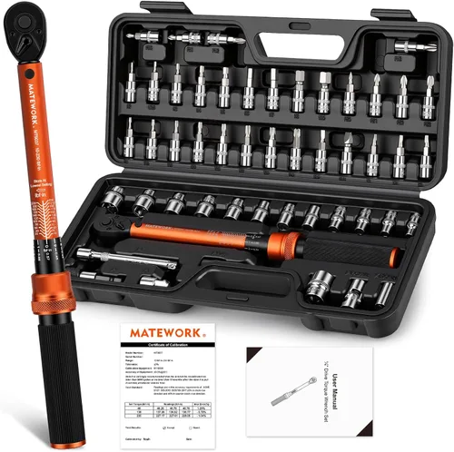 Vista 10 de Matework - Llave dinamométrica de 1/2 pulgada con clic, 10-180 ft.lb/13.6-244.1 Nm, Llave de torsión de alta precisión ±3% de 72 dientes de doble