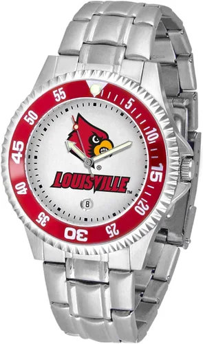 Vista 42 de SunTime Reloj de cuarzo de 1.575 in para hombre, correa de acero inoxidable de 0.787 in, esfera Gameday