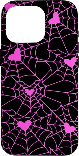 Vista 19 de Carcasa para iPhone 11 con diseño de telaraña, color rosa y negro