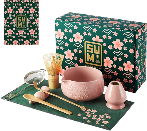 Vista 11 de Juego de 9 batidores Matcha – Juego de té Matcha con cuenco de cerámica matcha, batidor de bambú (Chasen), cuchara, tamiz Kit Matcha para Verde