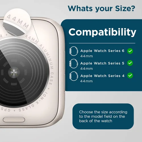 Vista 6 de Case-Mate Funda para Apple Watch Series 6 5 4 con protector de pantalla de vidrio templado integrado [1.732 pulgadas] vidrio templado 9H ultra