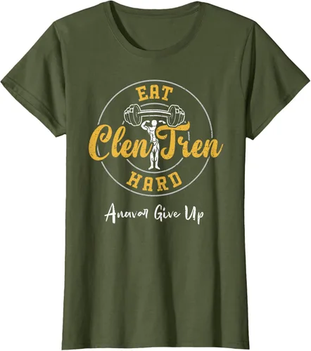 Vista 72 de Culturismo: Comer Clen Tren Hard Anavar Give Up - Camiseta de gimnasio, Negro